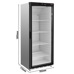Szafa chłodnicza ze stali nierdzewnej PREMIUM - 600L - 782x715mm - 1 drzwi; przeszklona - statyczne chłodzenie z wentylatorem; automatyczne odszranianie