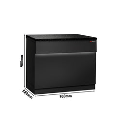 Lada kasowa TORONTO - 900 mm - czarny panel przedni - blat roboczy kuchenny z czarnego granitu