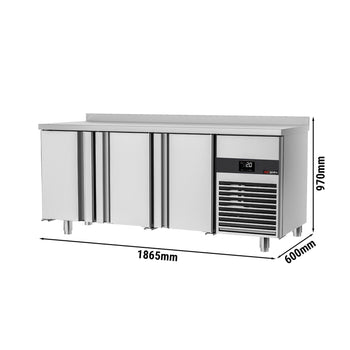 Stół chłodniczy PREMIUM - 1860x600 mm - z 3 drzwiami & panelem tylnym
