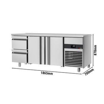 Stół chłodniczy PREMIUM - 1865x700 mm - z 2 drzwiami & 2 szufladami