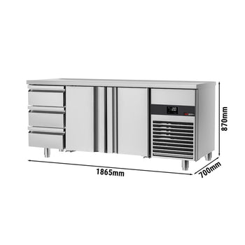 Stół chłodniczy PREMIUM - 1865x700 mm - z 2 drzwiami & 3 szufladami