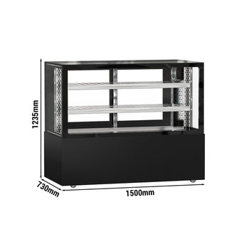 Lada mięsna MADRID - 1500 mm - z oświetleniem LED i 2 półkami - czarny mat - Prime Gastro