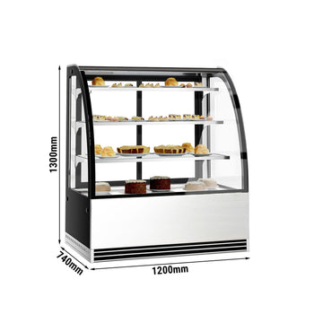 Witryny ekspozycyjne na ciasta - 1200 mm - z oświetleniem LED & 3 półkami - Prime Gastro