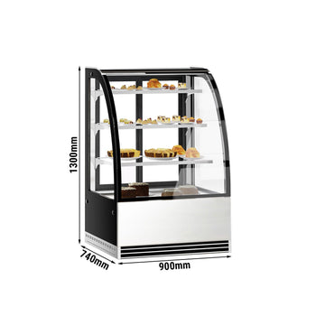 Witryny ekspozycyjne na ciasta - 900 mm - z oświetleniem LED & 3 półkami - Prime Gastro