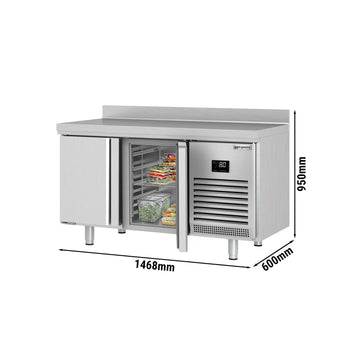 Stół chłodniczy PREMIUM PLUS - 1468x600 mm - z 2 drzwiami & panelem tylnym