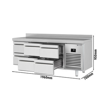 Stół chłodniczy PREMIUM PLUS - 1960x700 mm - 6 szuflad & panel tylny