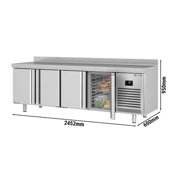 Stół chłodniczy PREMIUM PLUS - 2452x600 mm - z 4 drzwiami & panelem tylnym