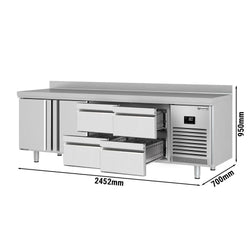 Stół chłodniczy PREMIUM PLUS - 2452x700mm - 625L - z 2 drzwiami - z 4 szufladami