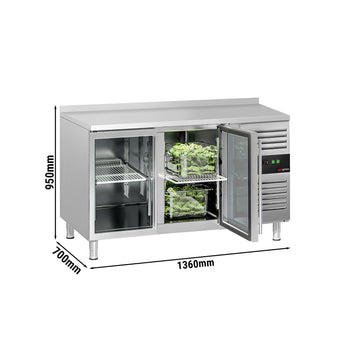 Stół chłodniczy do napojów ECO - 1360x700 mm - z 2 szklanymi drzwiami i panelem tylnym - Prime Gastro