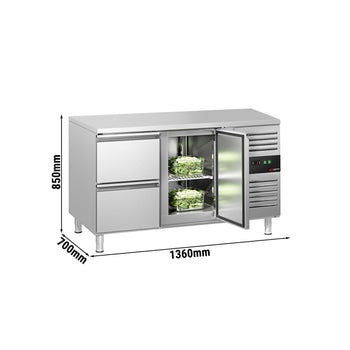 Stół chłodniczy ECO - 1360x700 mm - z 1 drzwiami & 2 szufladami - Prime Gastro
