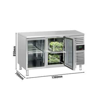 Stół chłodniczy ECO - 1360 x 700 mm - z 2 szklanymi drzwiami - Prime Gastro