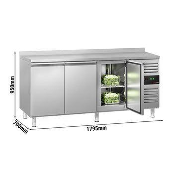 Stół chłodnicy ECO - 1795x700 mm - z 3 drzwiami & panelem tylnym - Prime Gastro