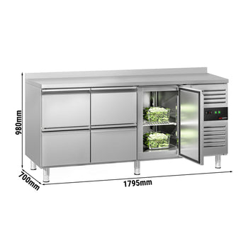 Stół chłodniczy ECO - 1795x700 mm - z 1 drzwiami & 4 szufladami & z panelem tylnym - Prime Gastro
