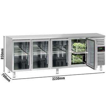 Stół chłodniczy do napojów ECO - 2200x700 mm - z 4 szklanymi drzwiami - Prime Gastro