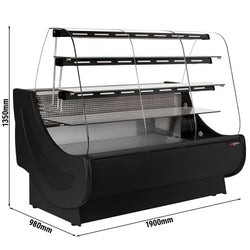 Witryna chłodnicza cukiernicza - 1900x980mm - Czarny - 3 półki