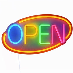 LED Leuchtschild - OPEN – dimmbar - Orange - Bunt