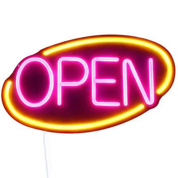 LED Leuchtschild - OPEN – dimmbar - Gelb - Magenta