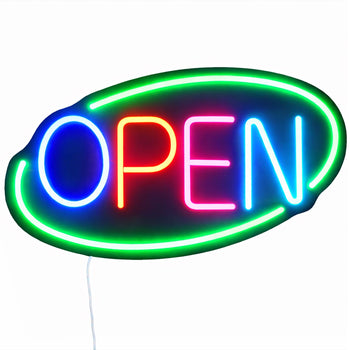 LED Leuchtschild - OPEN – dimmbar - Grün - Bunt