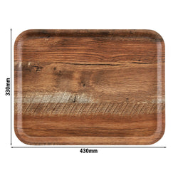 (24 sztuki) CAMBRO | MADEIRA – taca laminowana – prostokątna – 330 x 430 mm – wygląd drewna – brązowy dąb