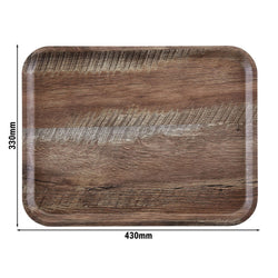 (24 sztuki) CAMBRO | MADEIRA – Taca laminowana – prostokątna – 330 x 430 mm – Wygląd drewna – ciemny dąb