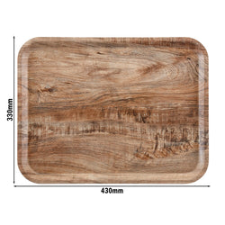 (24 sztuki) CAMBRO | MADEIRA – taca laminowana – prostokątna – 330 x 430 mm – wygląd drewna – jasnooliwkowa