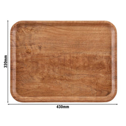 (24 sztuki) CAMBRO | MADEIRA – taca laminowana – prostokątna – 330 x 430 mm – wygląd drewna – brązowo - oliwkowa
