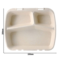 (60 sztuk) Pojemnik na posiłki wielokrotnego użytku z 3 przegrodami – 24,5 x 20 x 4,5 cm – HP4/3