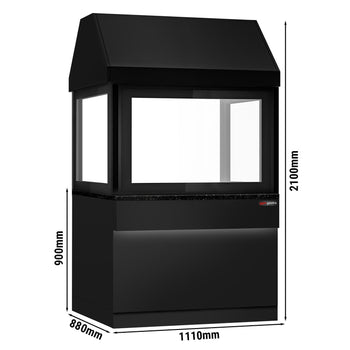 Grill na węgiel drzewny TORONTO - 1100 mm - czarny panel przedni - blat roboczy kuchenny z czarnego granitu - szyba żaroodporna - Prime Gastro