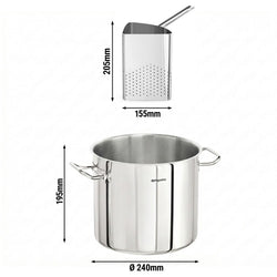 Garnek do makaronu - Ø 240 mm - włącznie z 3 sitami