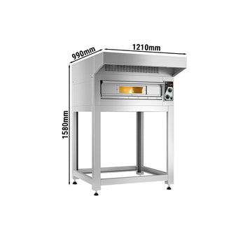 Elektryczny piec do pizzy - 4x 33 cm - Manualny - włącznie z okapem & ramą podstawy - Prime Gastro