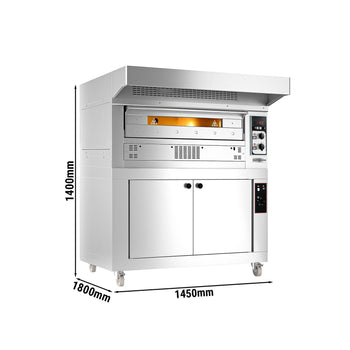 Gazowy piec do pizzy - 9 x 33 cm - Manualny - włącznie z okapem & garownikiem - Prime Gastro