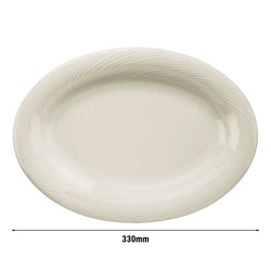 (12 sztuk) SEMPRE – Talerz/półmisek do kebaba – owalny – długość: 330 mm – kremowy