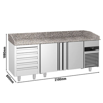 Stół chłodniczy do pizzy PREMIUM - 2100x800 mm - z 2 drzwiami & 5 szufladami - Prime Gastro