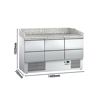 Stół chłodniczy do pizzy ECO - 1400x700 mm - z 6 szufladami - Prime Gastro