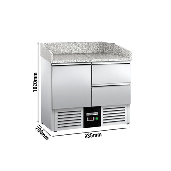 Stół chłodniczy do pizzy PREMIUM - 935x700mm - Drzwi & 2 szuflady - Prime Gastro