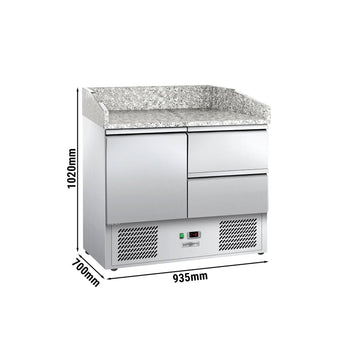Stół chłodniczy do pizzy ECO - 935x700 mm - z 1 drzwiami & 2 szufladami - Prime Gastro
