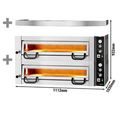 Elektryczny piec do pizzy Power – 4+4 x 34 cm – manualna obsługa – z pokrywą