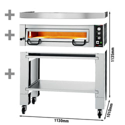 Elektryczny piec do pizzy Power – 4 x 34 cm – manualna obsługa – w zestawie z pokrywą i podstawą