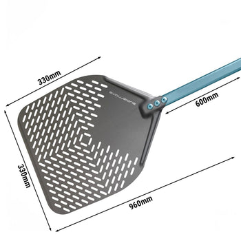 Łopatka do pizzy - EVOLUZIONE - aluminium - 330 mm - perforowana - specjalne anodowanie S.H.A. - Prime Gastro