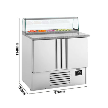 Stół Sałatkowy Premium PLUS - 978 mm - 2 drzwi - ze szklaną nadstawką dla 5x GN 1/6 - Prime Gastro