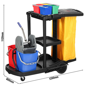Wózek do sprzątania - z pojemnikiem - czarny - Prime Gastro
