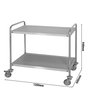 Wózek do serwowania - 1200x600mm - z 2 półkami do przechowywania - Prime Gastro