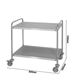 Wózek do serwowania - 800x500mm - z 2 półkami do przechowywania