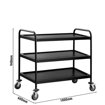Wózek do serwowania - 1000x600mm - z 3 półkami - Czarny - Prime Gastro