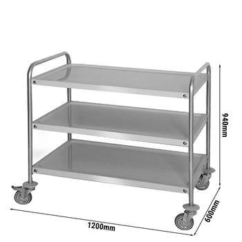 Wózek do serwowania - 1200x600mm - z 3 półkami do przechowywania - Prime Gastro