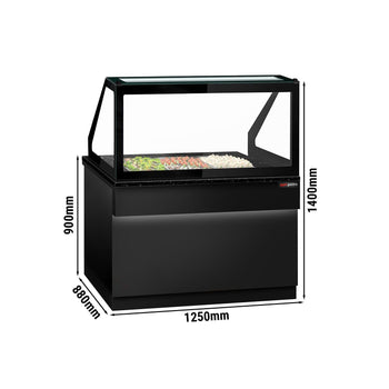 Stół Sałatkowy TORONTO - 1250mm - 2 drzwi - dla 3x GN 1/1 - czarny panel przedni - czarny granitowy blat roboczy kuchenny - Prime Gastro