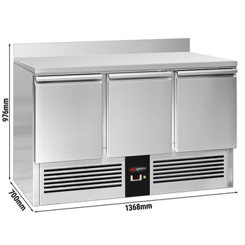 Stół chłodniczy PREMIUM - 1370x700 mm - 3 drzwi & panel tylny - Prime Gastro