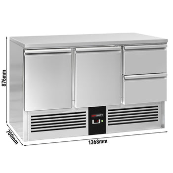 Stół chłodniczy PREMIUM - 1370x700 mm - 2 drzwi & 2 szuflady - Prime Gastro