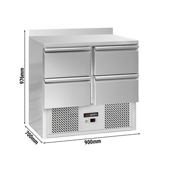 Stół chłodniczy ECO - 900x700 mm - 4 szuflady & panel tylny - Prime Gastro