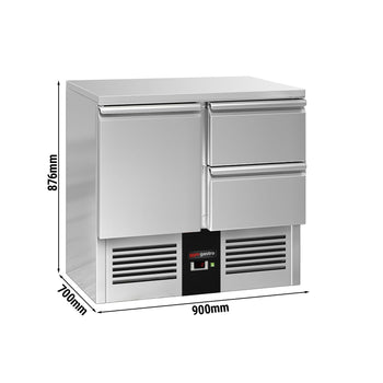 Stół chłodniczy PREMIUM - 900x700 mm - 1 drzwi & 2 szuflady - Prime Gastro